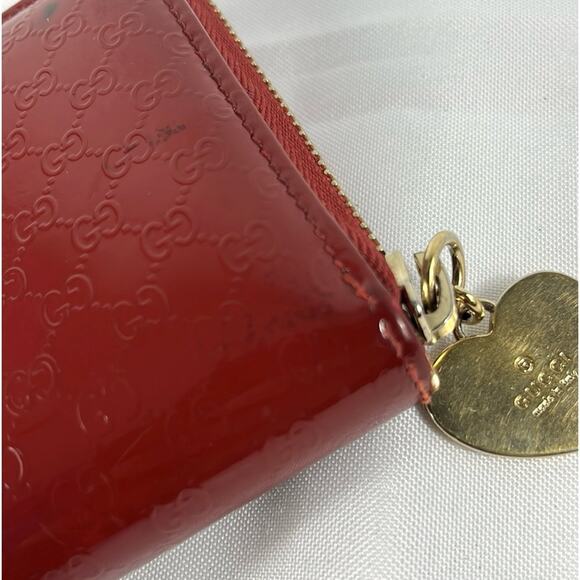 Gucci Red Micro GG Patent Leather Wallet - Picture 8 of 11